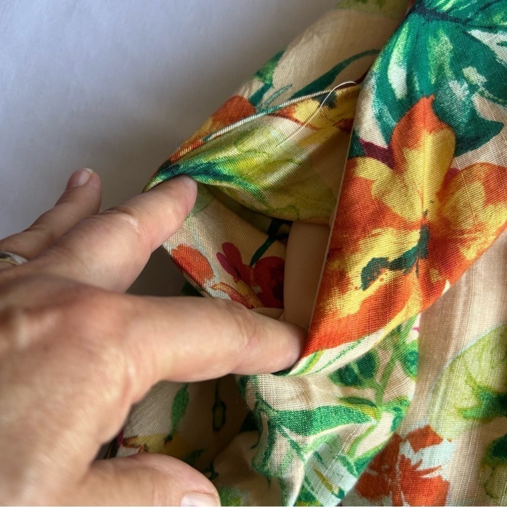 NWOT Taylor Floral Tropical Floral A-Line XS Maxi Dress Smocked Pleated Pockets - Picture 10 of 12